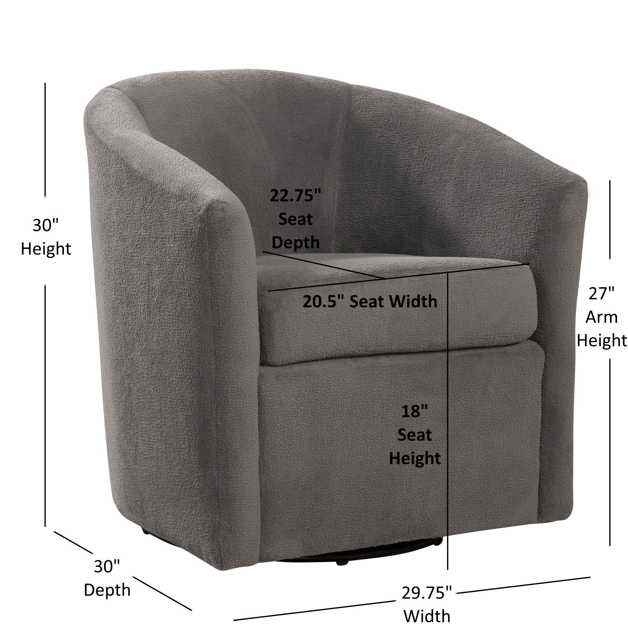 Oaklynn - Barrel Style Swivel Accent Chair