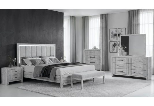 Elsie - 5 Piece Queen Bedroom Set - Light Grey