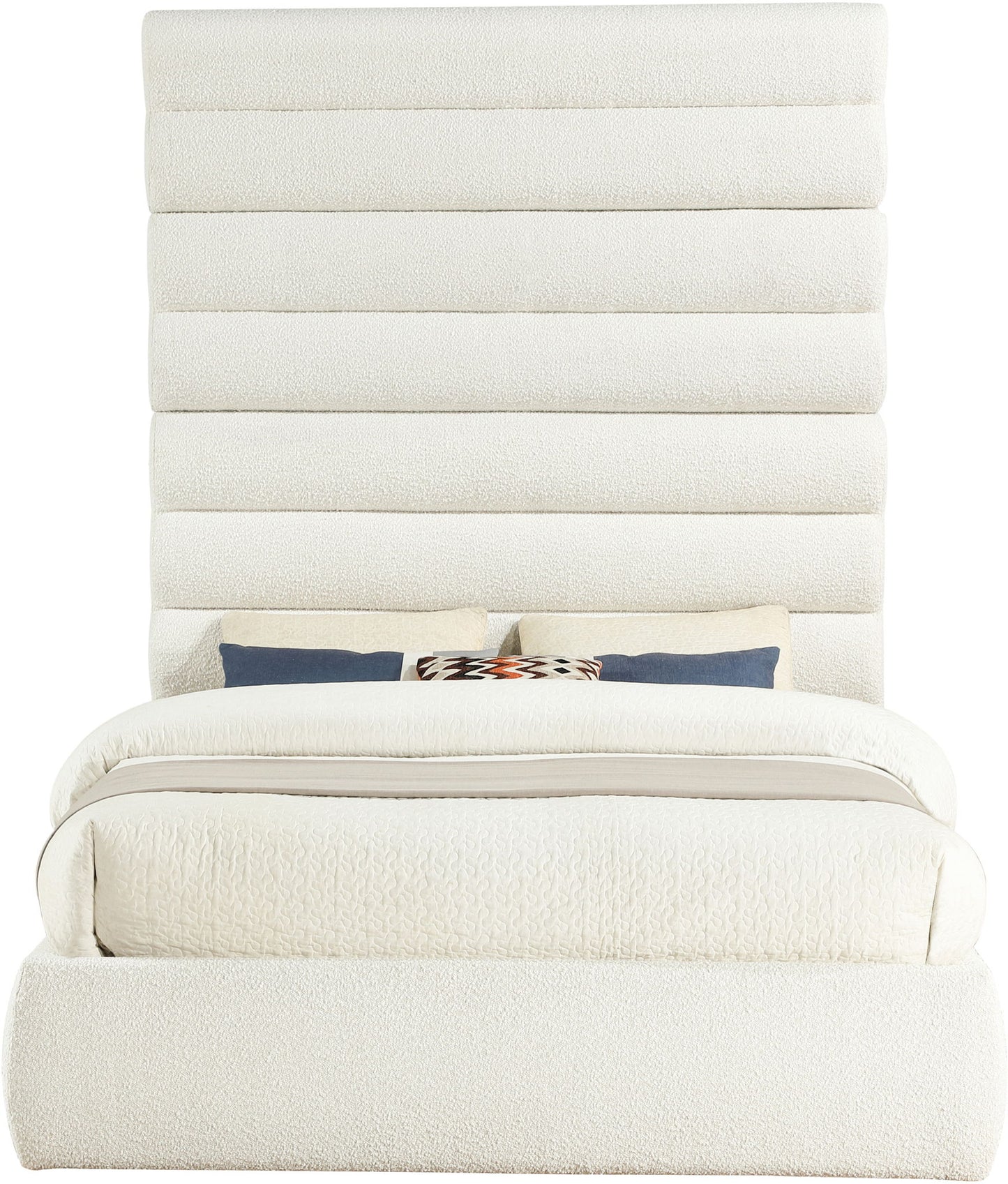 Adam - Boucle Fabric Bed With 89" Headboard