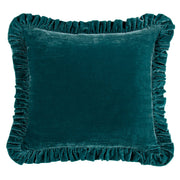 Stella - Faux Silk Velvet Ruffled Euro Sham - Teal