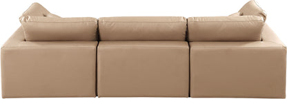 Comfy - Faux Leather Modular Sofa 3 Seats - Tan