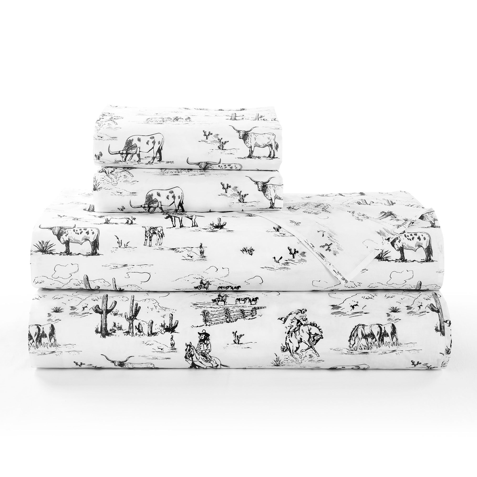 Ranch Life - King 200TC Cotton Sheet Set (Set of 4) - Black