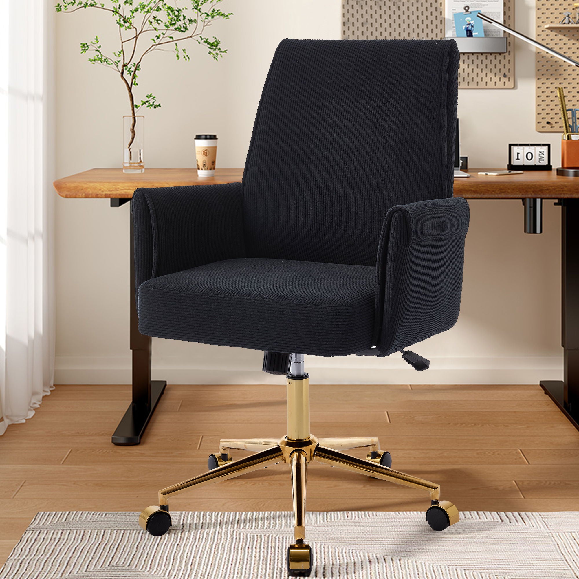 Ergonomic Mid-Back Office Chair With Striped Fabric