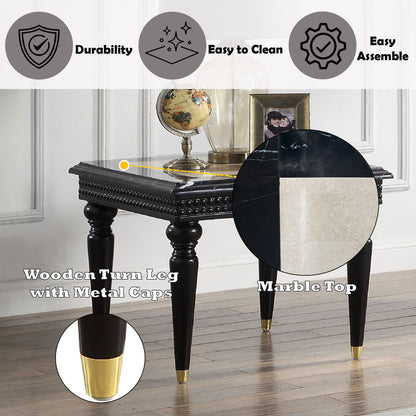 Tayden - End Table - Marble Top & Black Finish