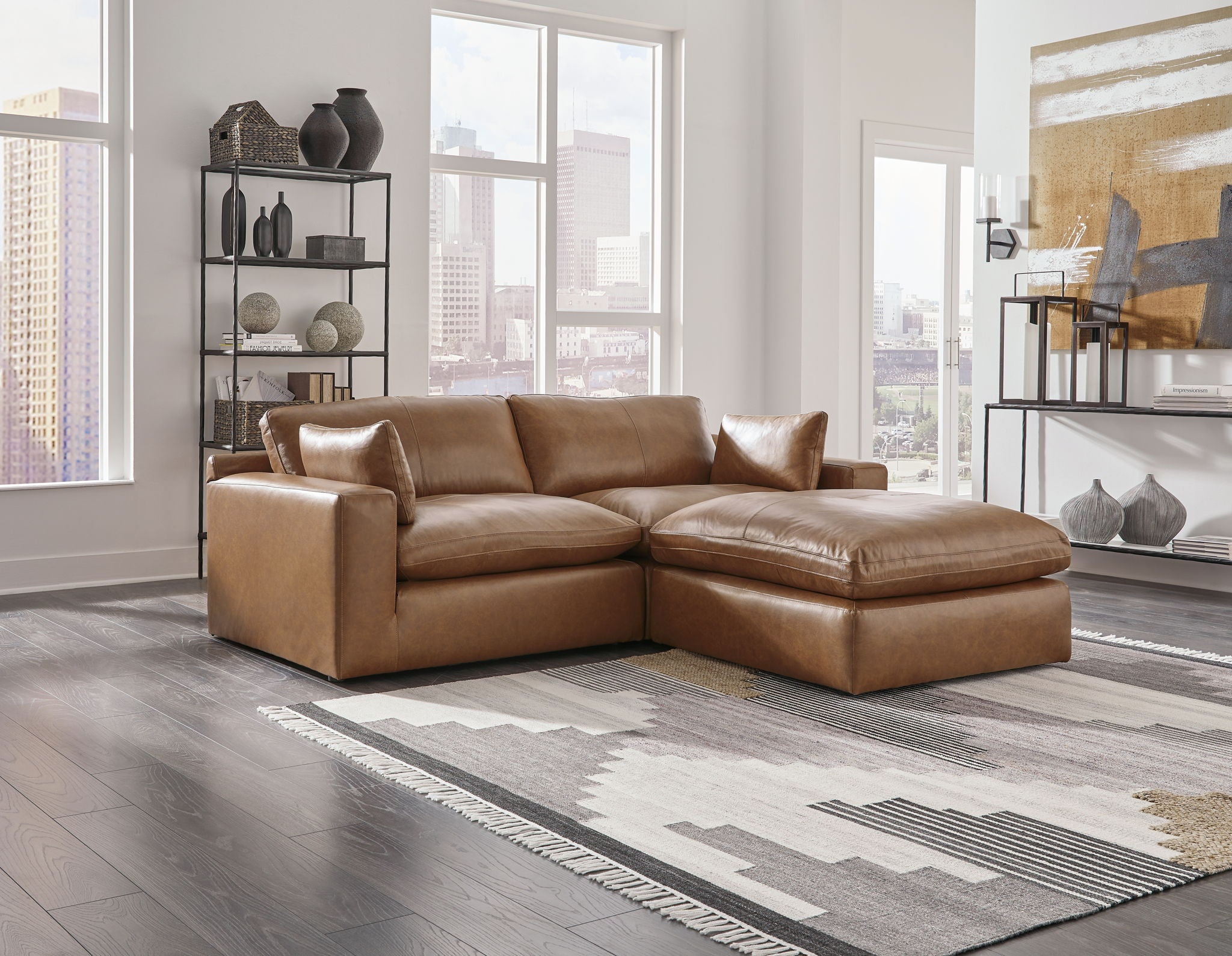 Emilia 3 Pc. 2-Piece Sectional Loveseat, Ottoman - Thumbnail 3