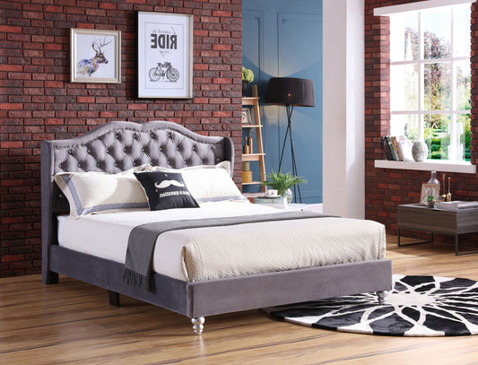 Upholstered Velvet Bed Transitional