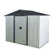 8Ft X 4Ft Outdoor Metal Storage Shed With Sliding Door And Foundation For Backyard, Patio, Lawn - White / Black