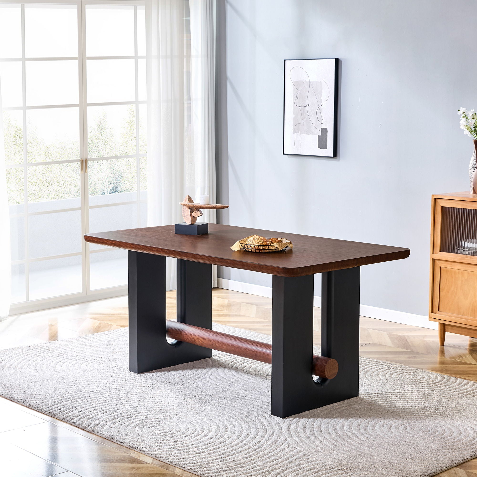 Compact Dining Table - Walnut / Black