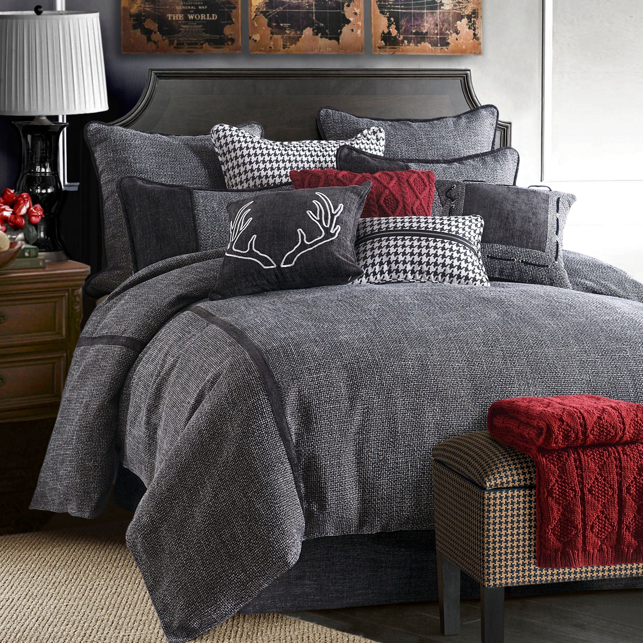 Hamilton - Queen Tweed Comforter Set (Set of 4) - Gray