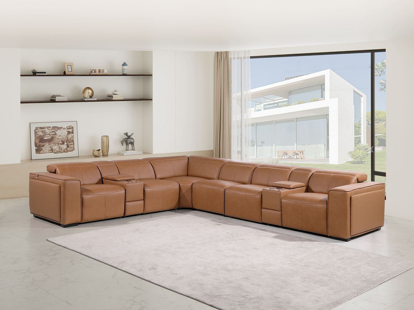 1224 - 8-Piece L-Shaped Sectional Sofa In With 3 Power Recliners & Power Headrests