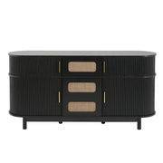 Fluted Sideboard Buffet Cabinet With Sliding Doors And Adjustable Shelves