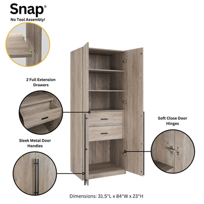 Lee - Free Standing Wardrobe Closet With Drawers And Shelves