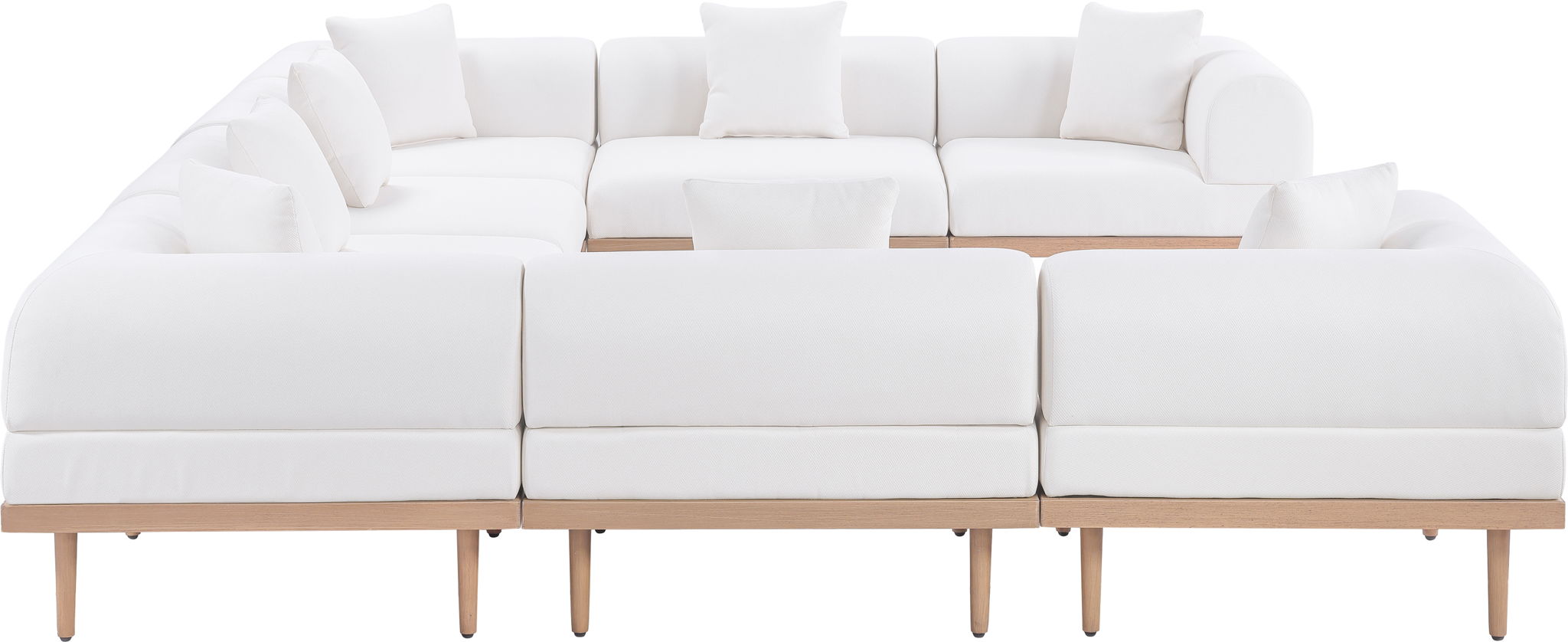Laguna - 8 Piece Resilient Water Resistant Fabric 142" Upholstered Outdoor Patio Modular Sectional