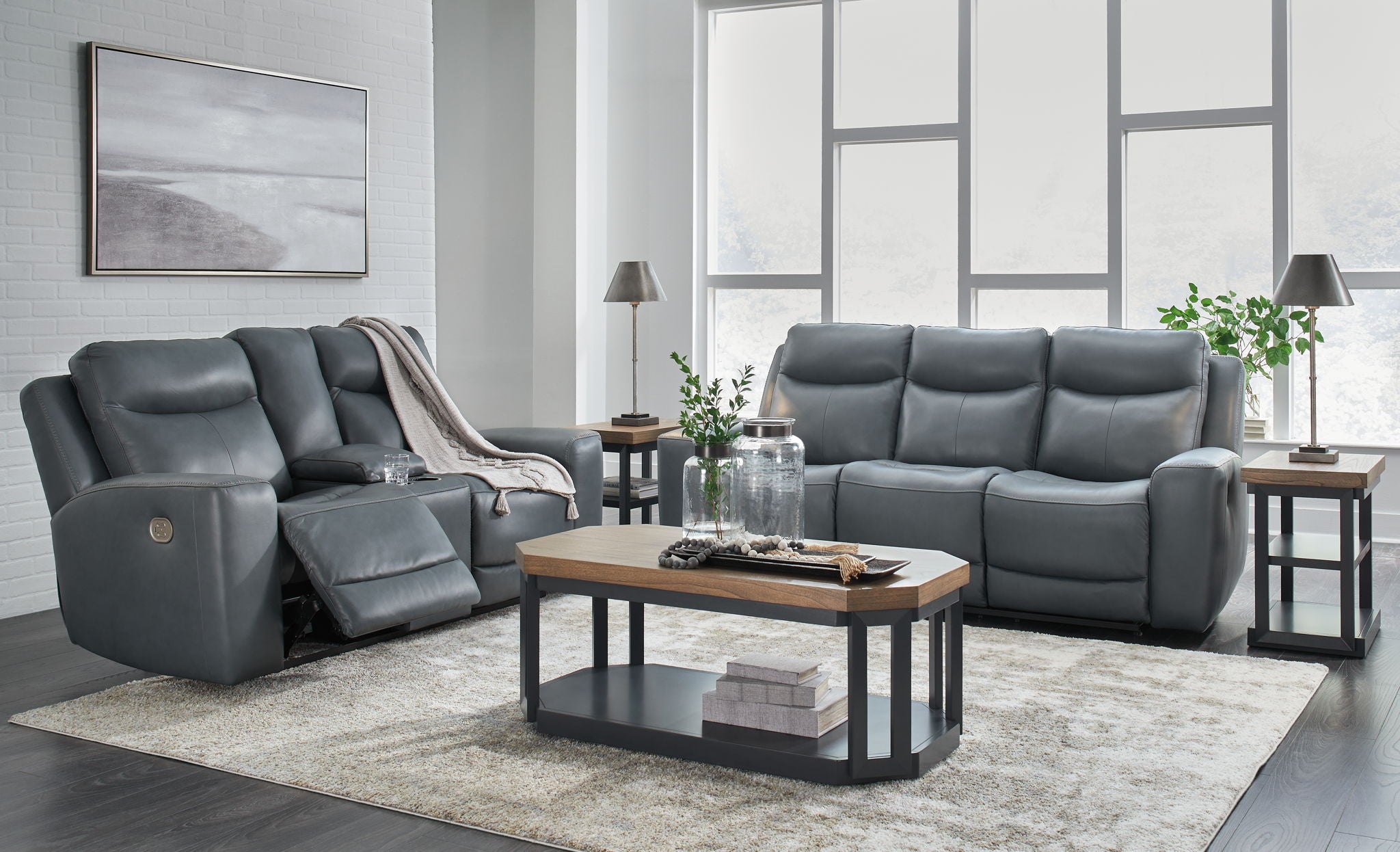 Mindanao 2 Pc. Power Reclining Sofa and Loveseat with Console