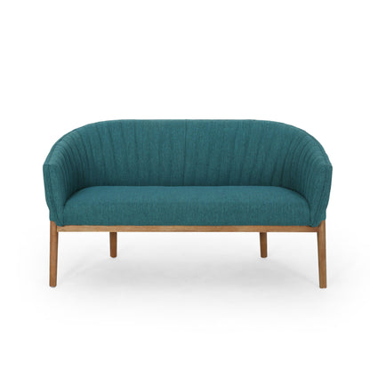 Mid Century Modern Loveseat With Channel Stitched Backrest