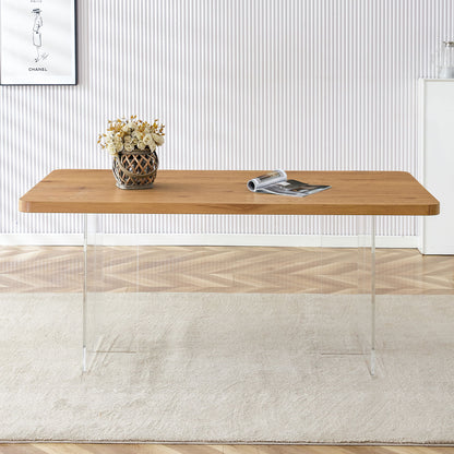 Modern Minimalist Wooden Table With Acrylic Legs