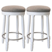360° Swivel Wooden Barstools With Upholstered Seat, Counter Height (Set of 2)