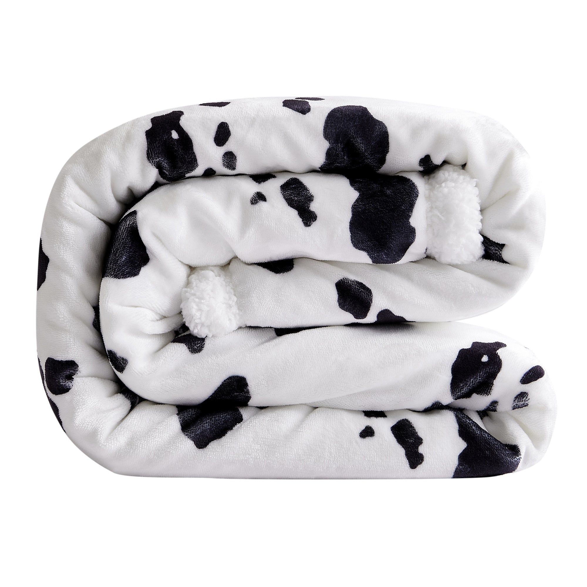 Campfire - Elsa Cowhide Campfire Sherpa Throw - Black / White