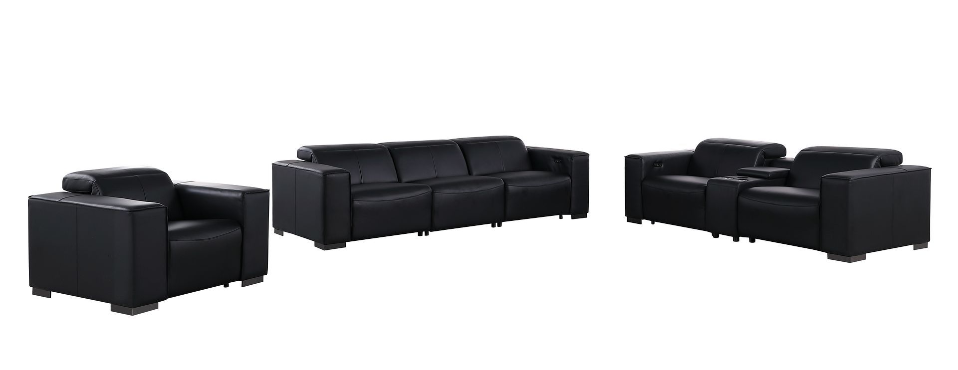 1208 - Modular Leather Set With 5 Power Recliners & Power Headrests