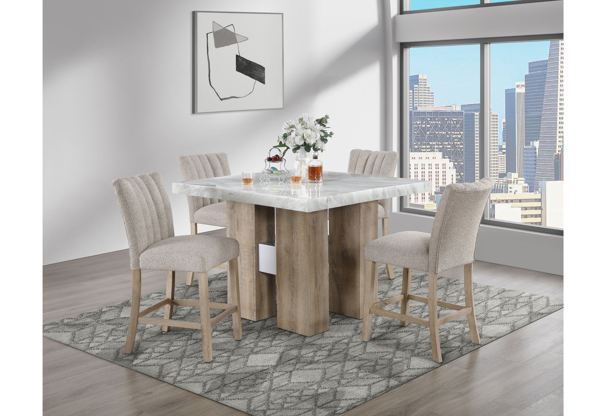 D04 - 5 Piece Dining Room Set (Bar Table And 4 Bar Stools)