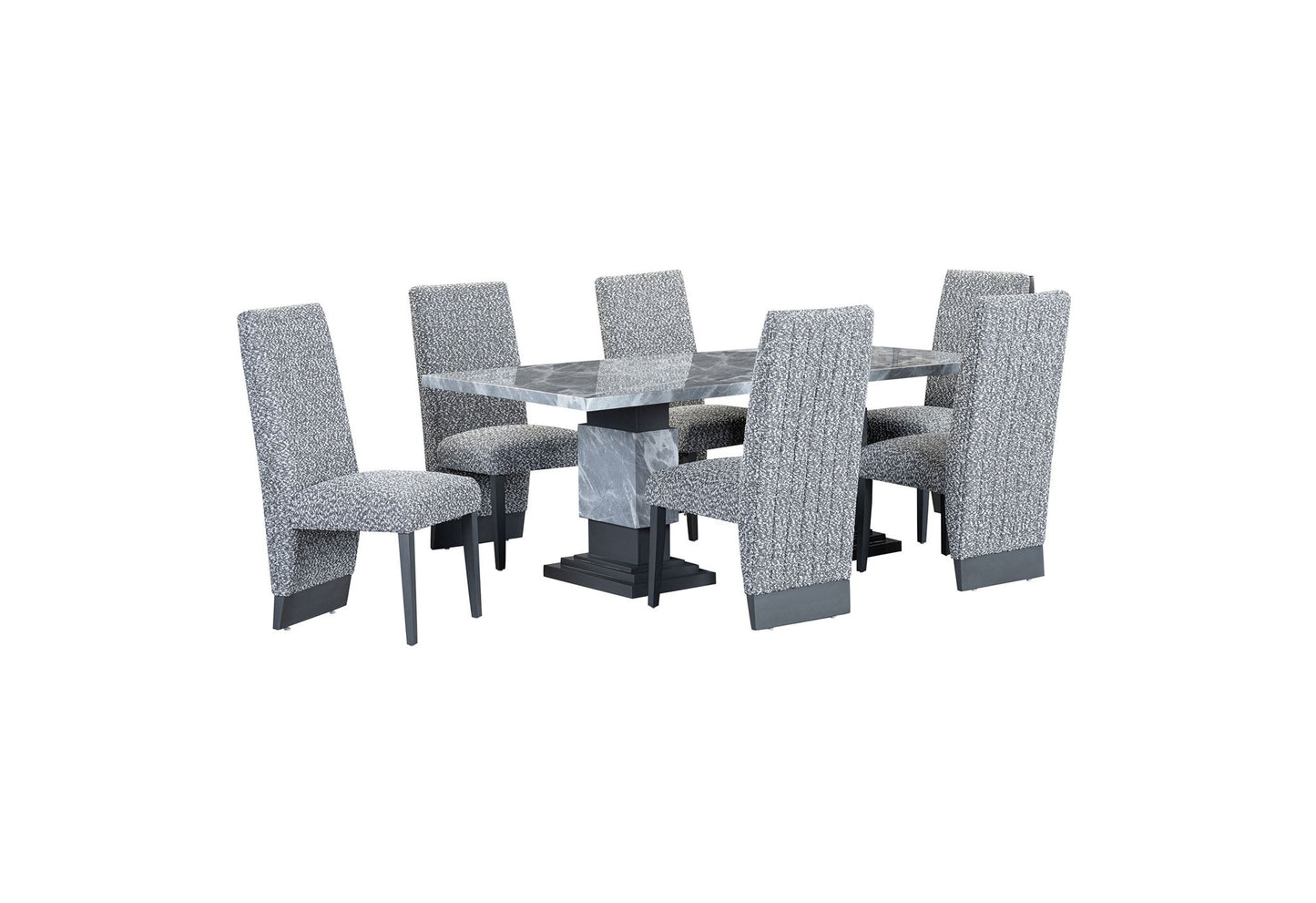D1212 - 7 Piece Dining Room Set (Dining Table And 6 Dining Chairs) - Gray / White