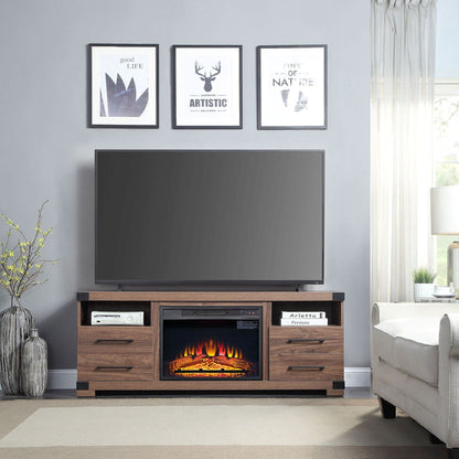 Electric Fireplace With Remote Control For Indoor Heating - Black