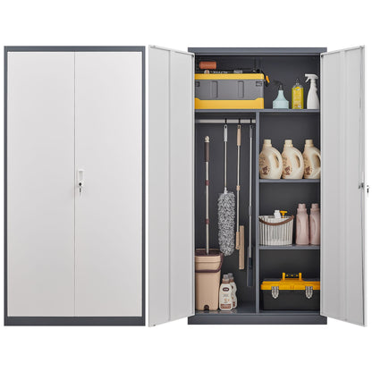 Large Capacity Wardrobe With Hanging Rod And Compartments