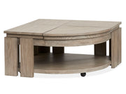 Conrad - Pie Shaped Lift Top Cocktail Table With Casters - Stone Harbor Gray