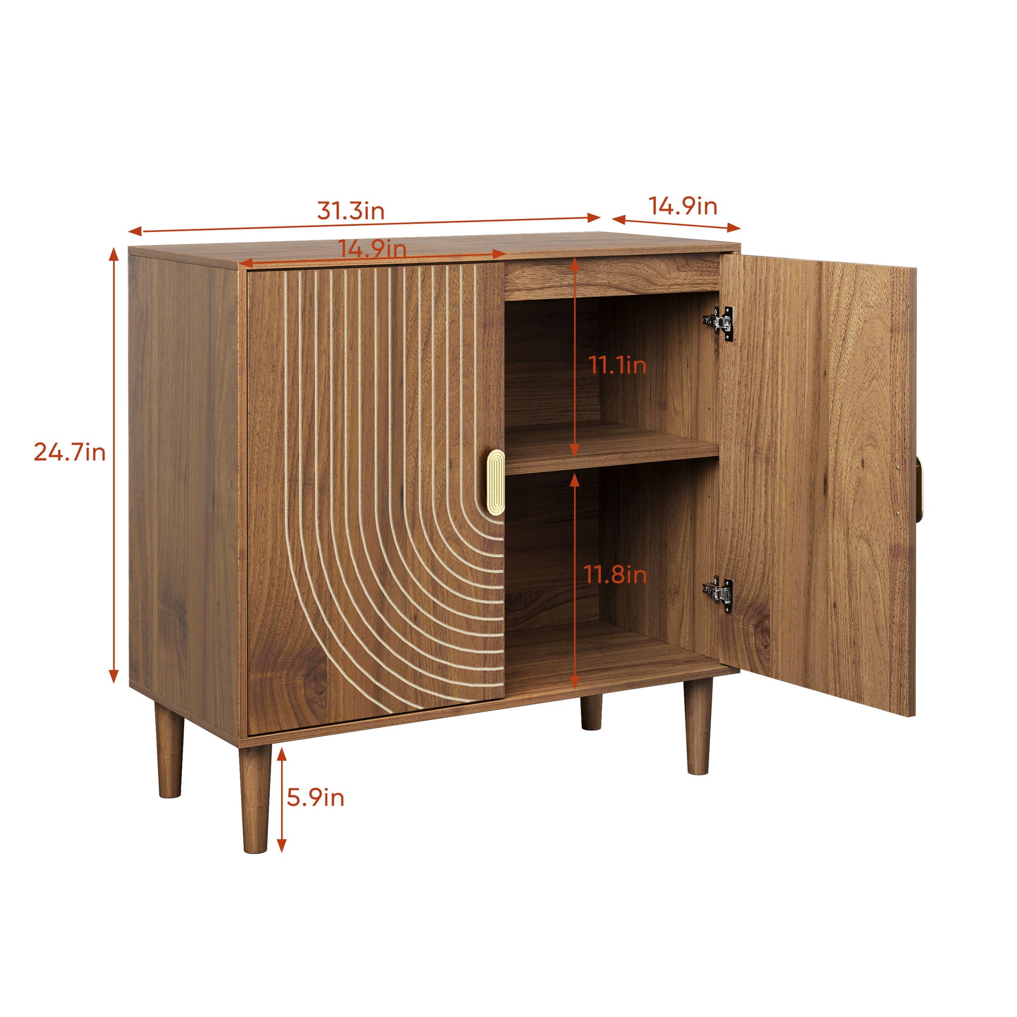 Buffet Cabinet With Line Groove Design Sideboard - Thumbnail 3