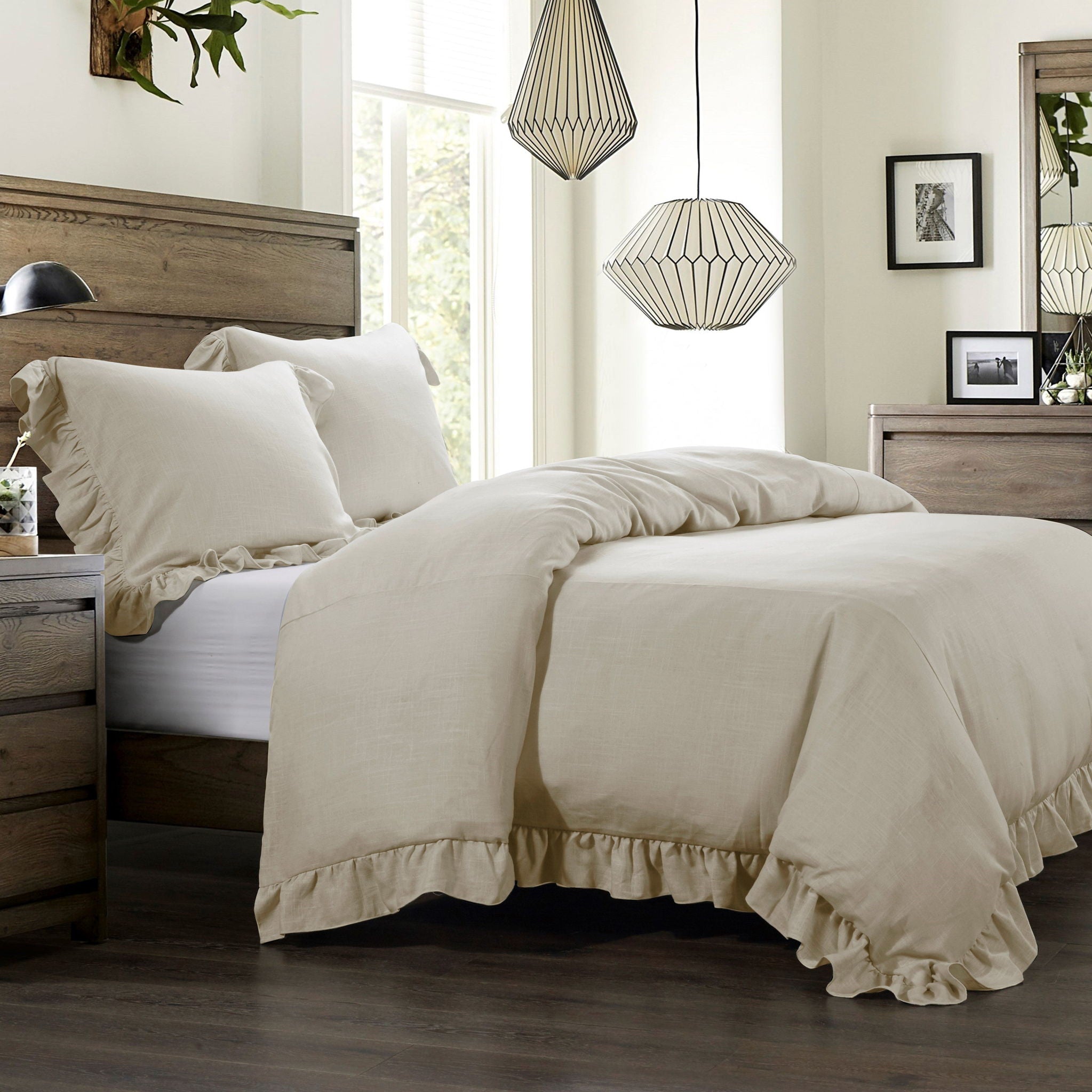Lily - King Washed Linen Duvet Cover - Light Tan