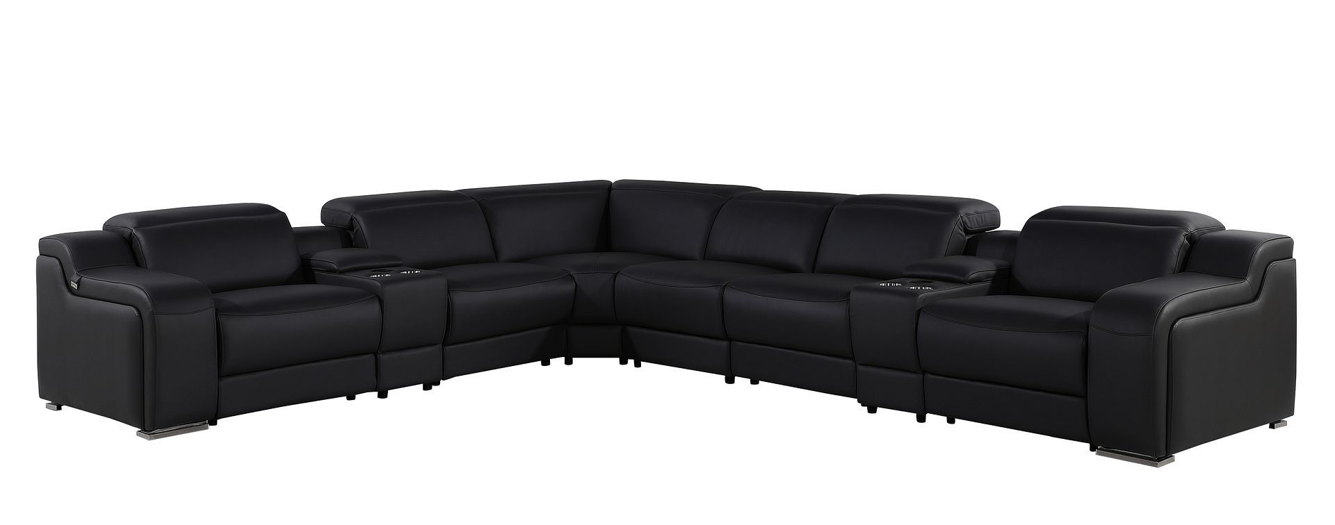 1116 - 8-Piece L-Shaped Sectional Sofa In With 3 Power Recliners & Power Headrests