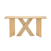 X-Frame Console Table, Angled Cross Leg Design, Rounded Edges - Natural