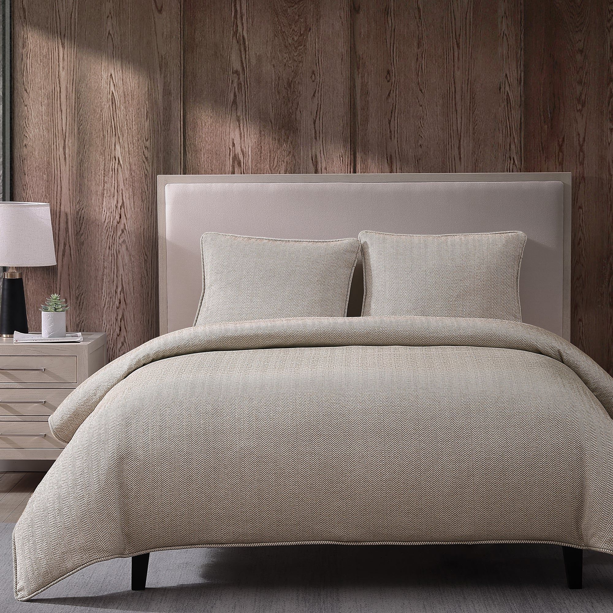 Chenille Herringbone - Queen Duvet Cover Set (Set of 3) - Sand