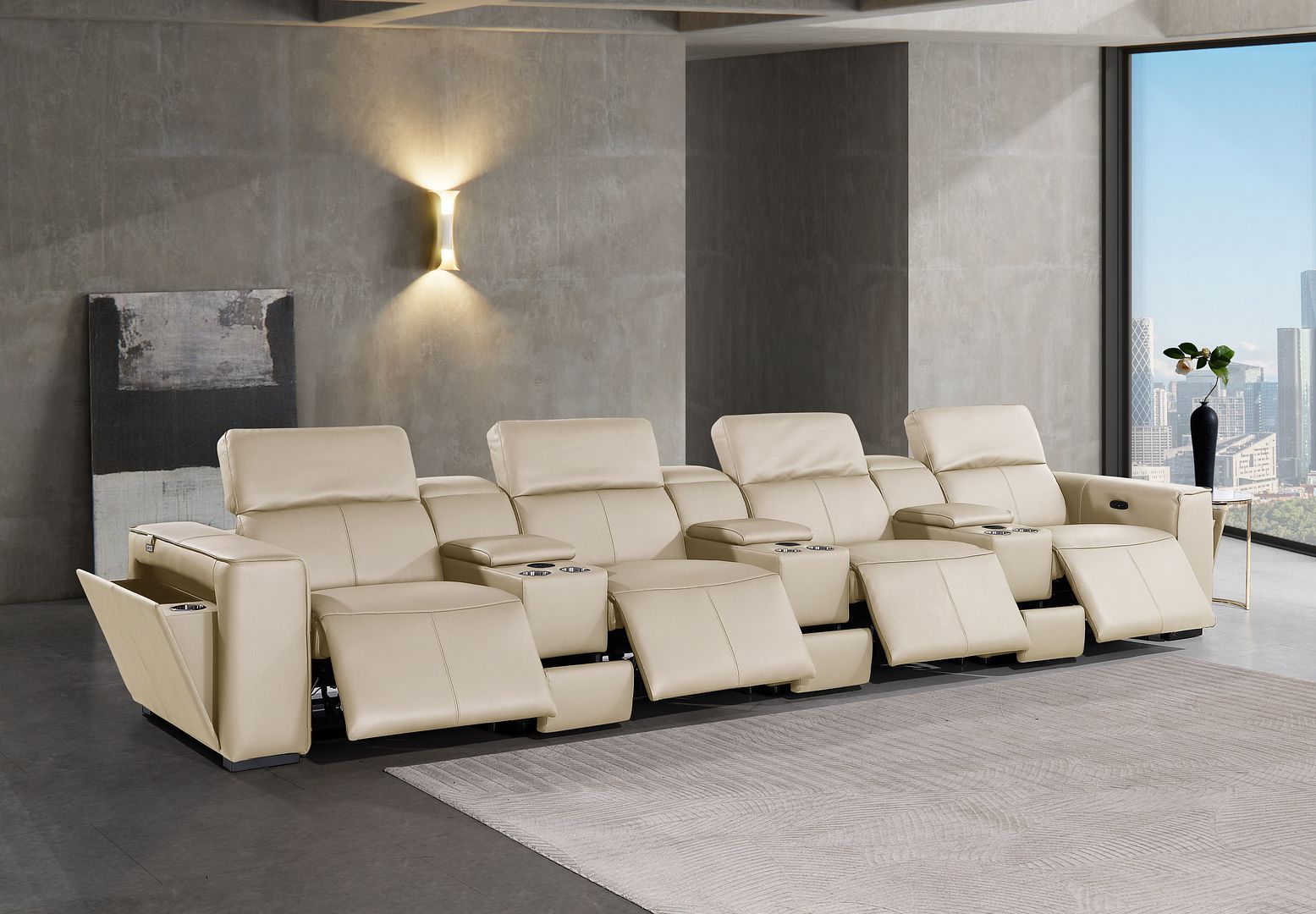 1224 - 7-Piece Modular Power Reclining Sofa In With 4 Power Recliners & Power Headrests