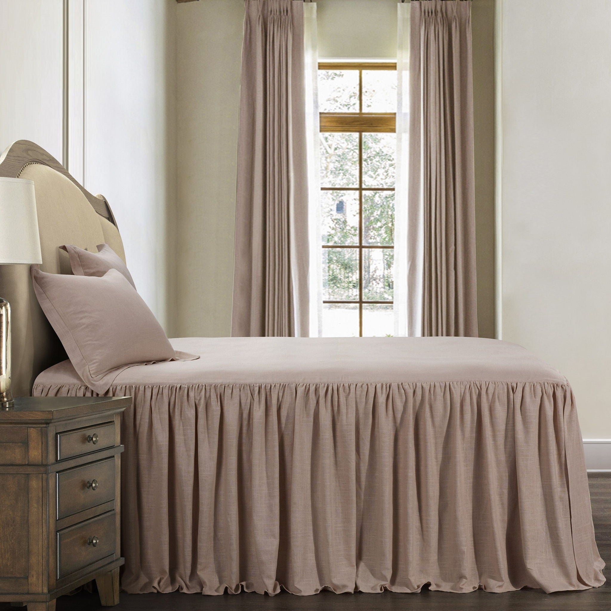 Luna - King Washed Linen Bedspread Set (Set of 3) - Blush