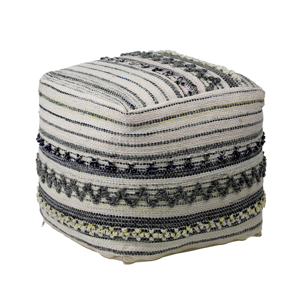Elsie - Outdoor Pouf - Multicolor Gray And White