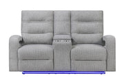 U6611 - Power Console Reclining Loveseat With LED - Dark Gray