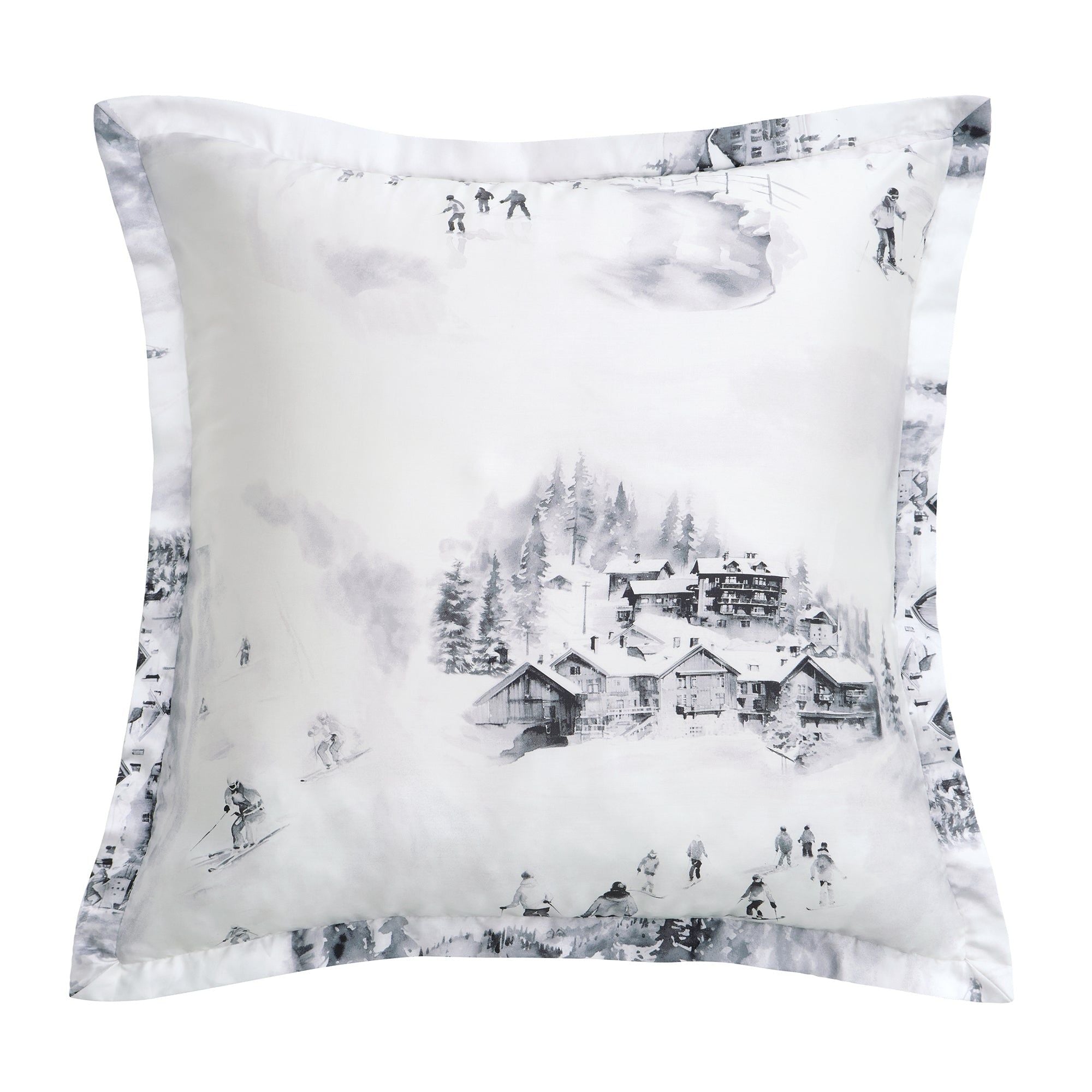 Ski Life - Eucalyptus Euro Sham - Gray