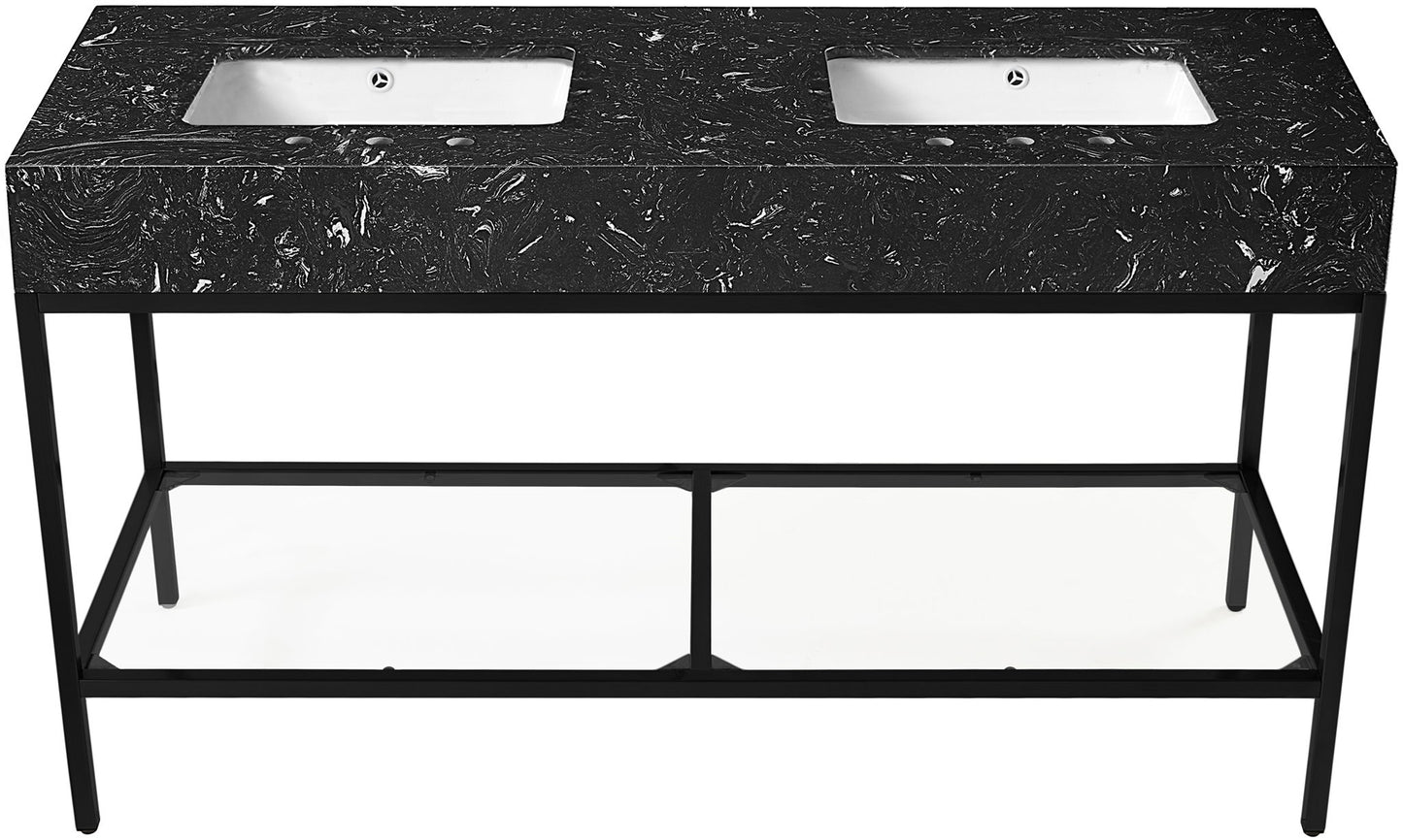 Marmo - Engineered Marble Bathroom Vanity With Black Base