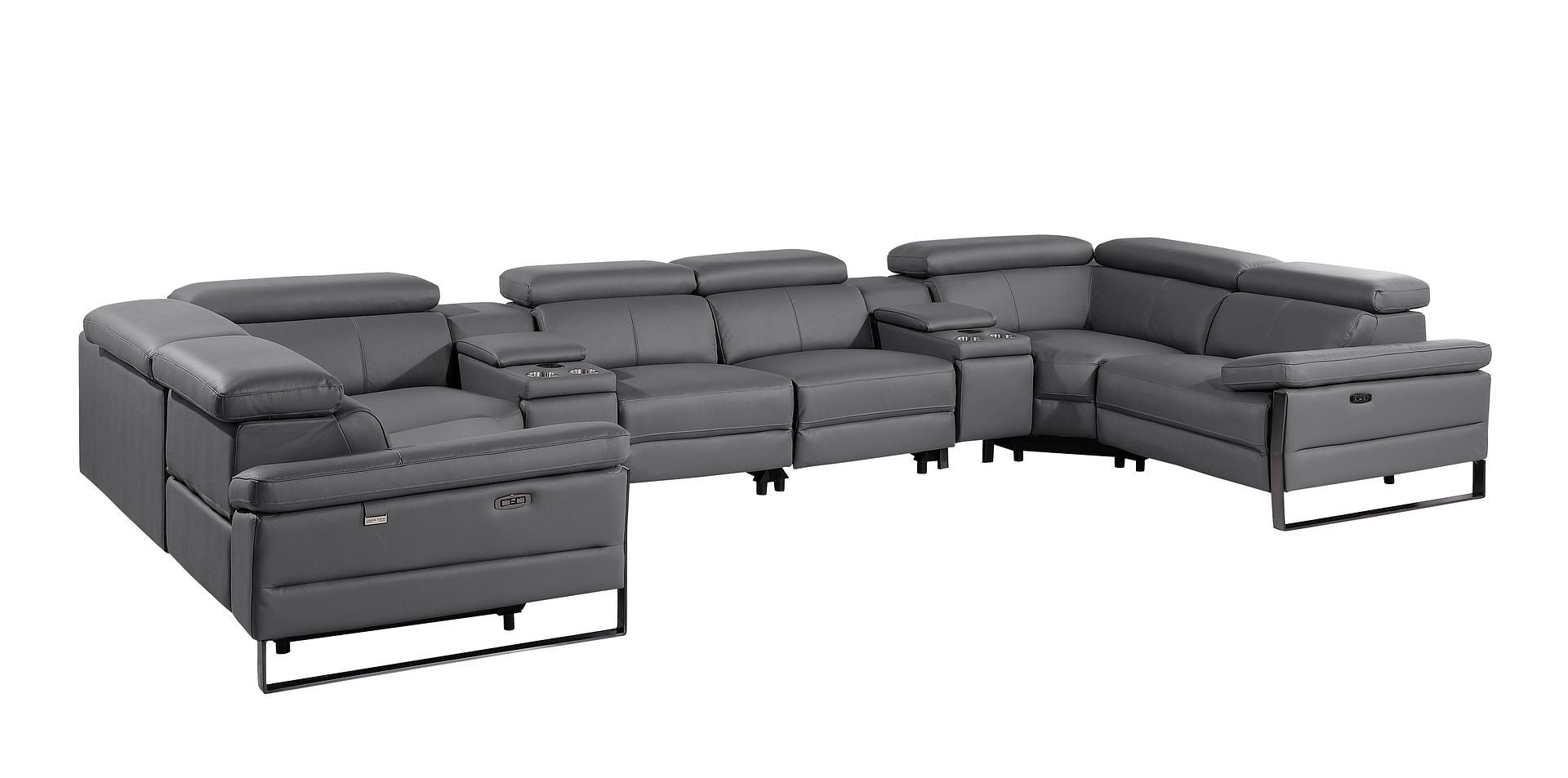 1246 - 8-Piece U-Shaped Modular Power Reclining Sectional With 2 Power Recliners And Power Headrests