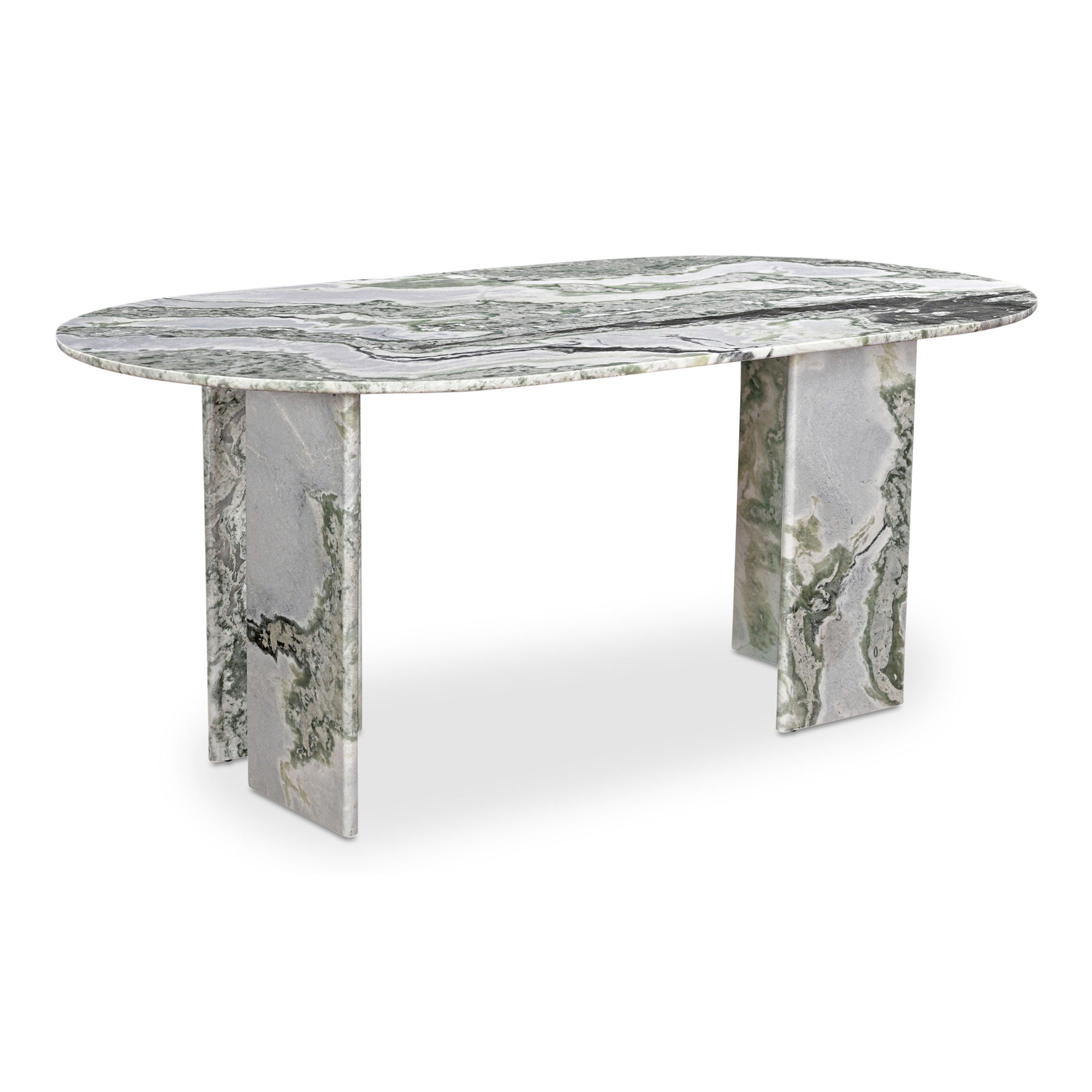Celia - Oval Dining Table - Green / Onyx Marble