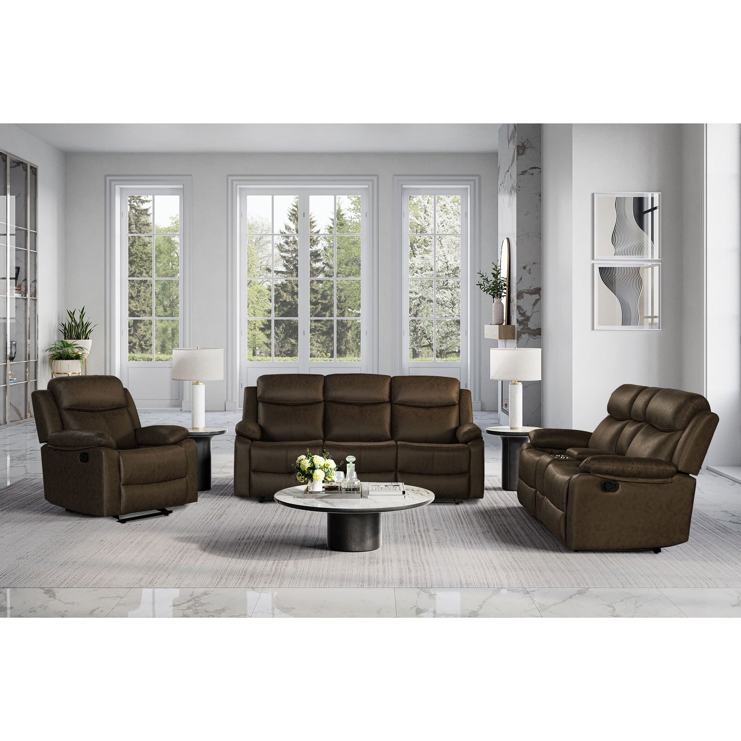 Brenda - Console Reclining Loveseat With Manual Recline Function - Brown