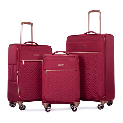 4 Piece Set, Softshell Suitcase Spinner Wheels Terylene Luggage Sets