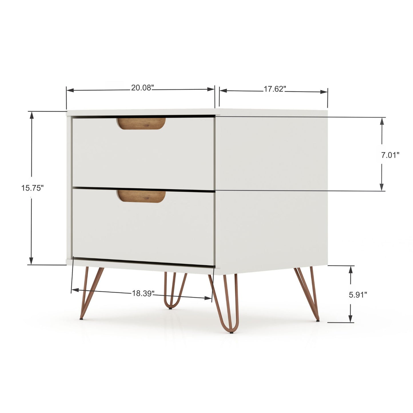 Rockefeller - Nightstand With 2 Drawers - Off White