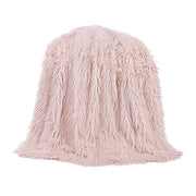 Mongolian Fur - Faux Fur Throw Blanket - Blush