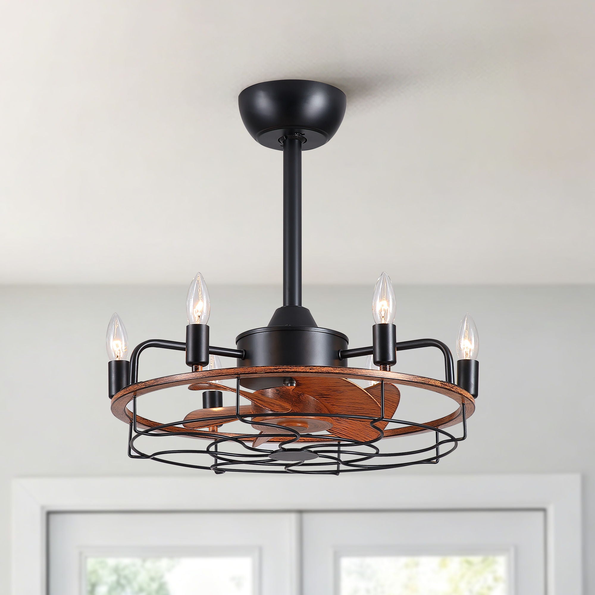 Modern Farmhouse Ceiling Fan, Adjustable Hanging