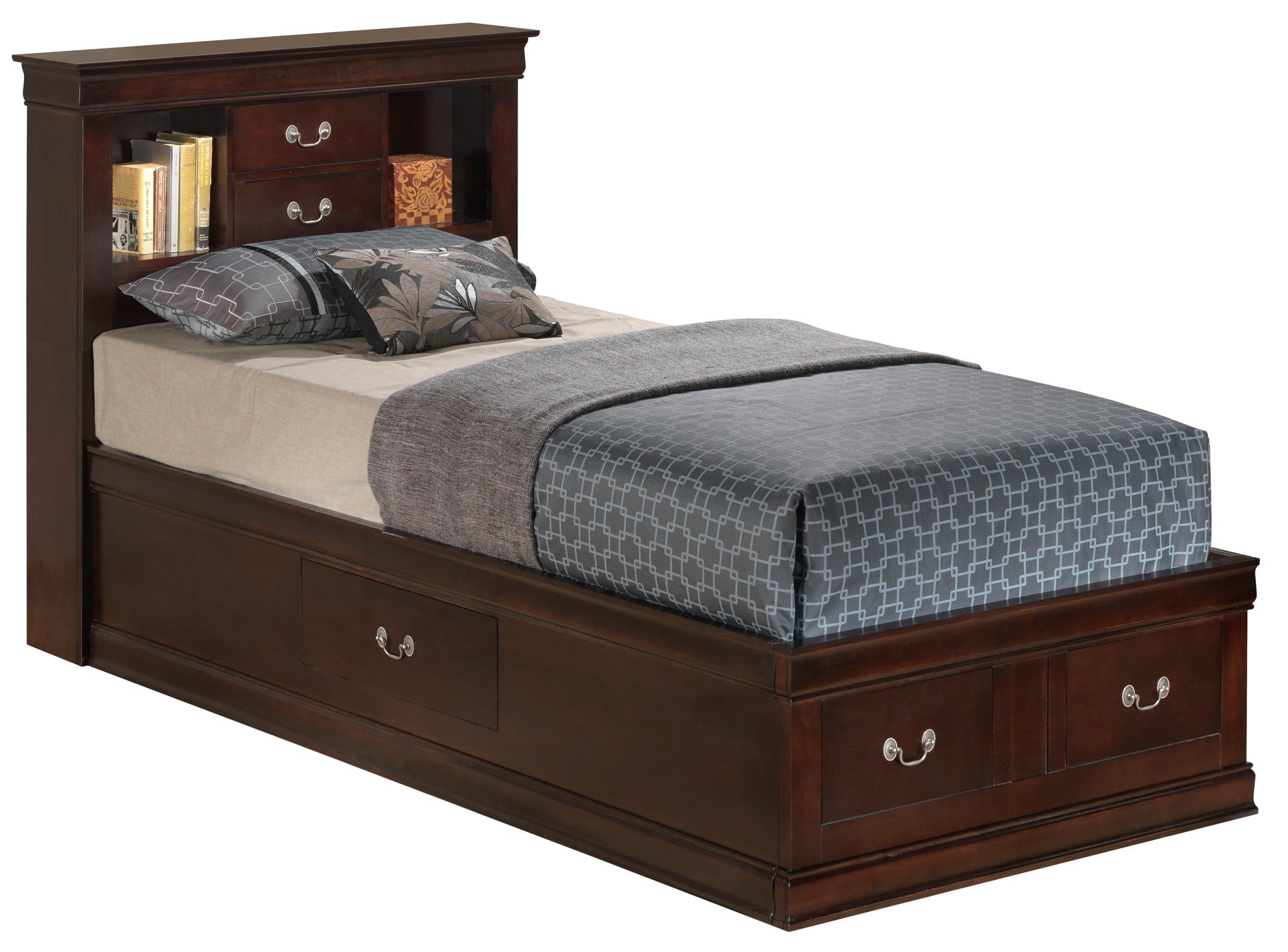 Glory Furniture - Louis Phillipe - Bookcase Storage Bed