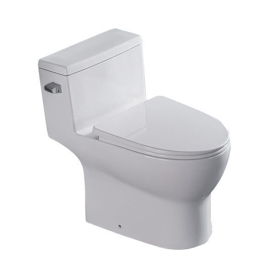 1 Piece Toilet, Soft Closing Seat - White