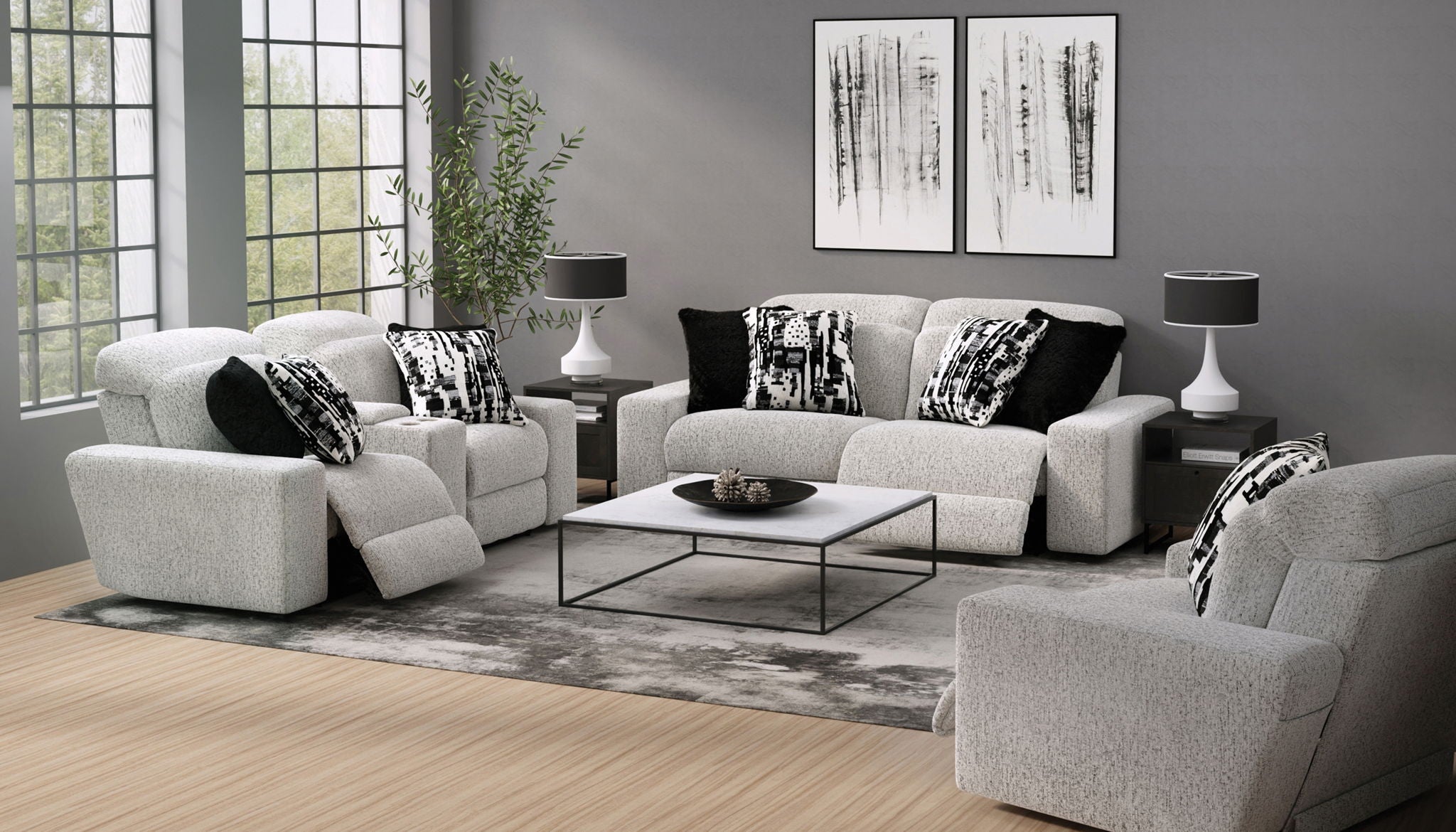 Darby Power Adjustable Headrest Power Reclining Sofa