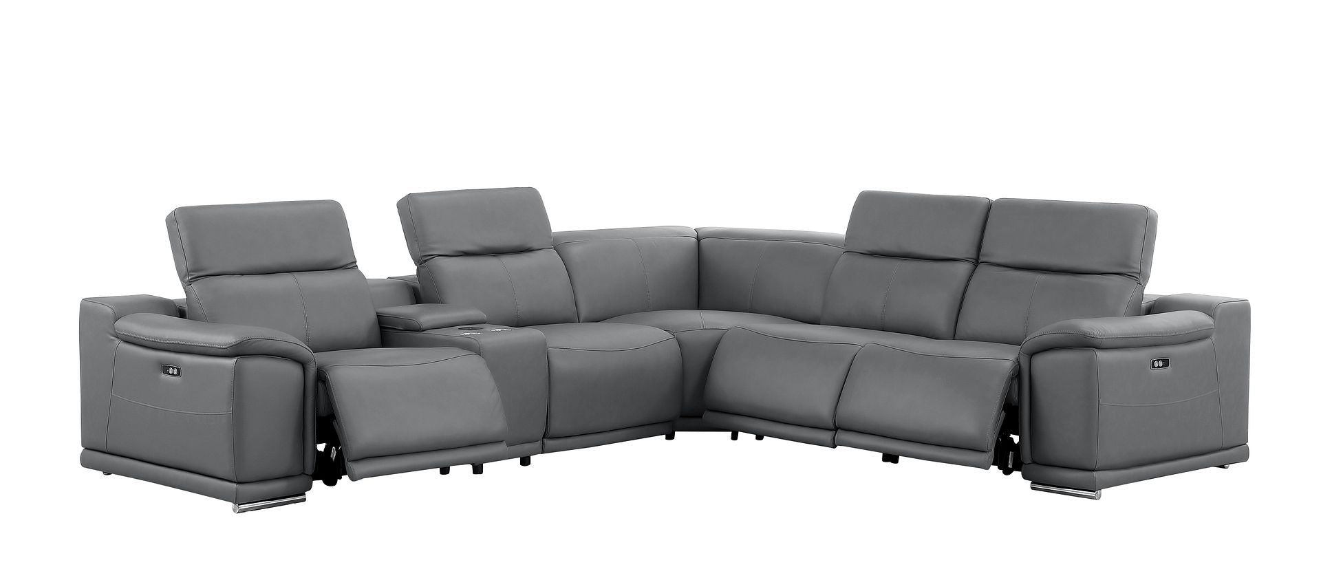 2679 - 6-Piece L-Shaped Power Reclining Sectional In Genuine Leather (3 Recliners)